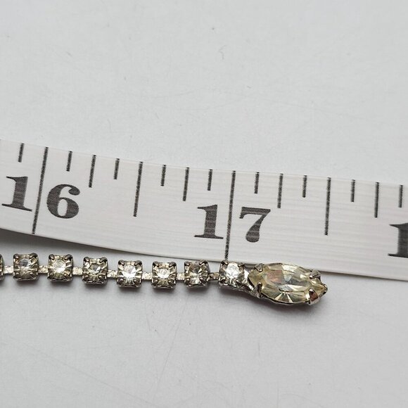 Vintage Rhinestone Fringe Necklace 17" Silver Tone Statement Piece For Women - Picture 6 of 9